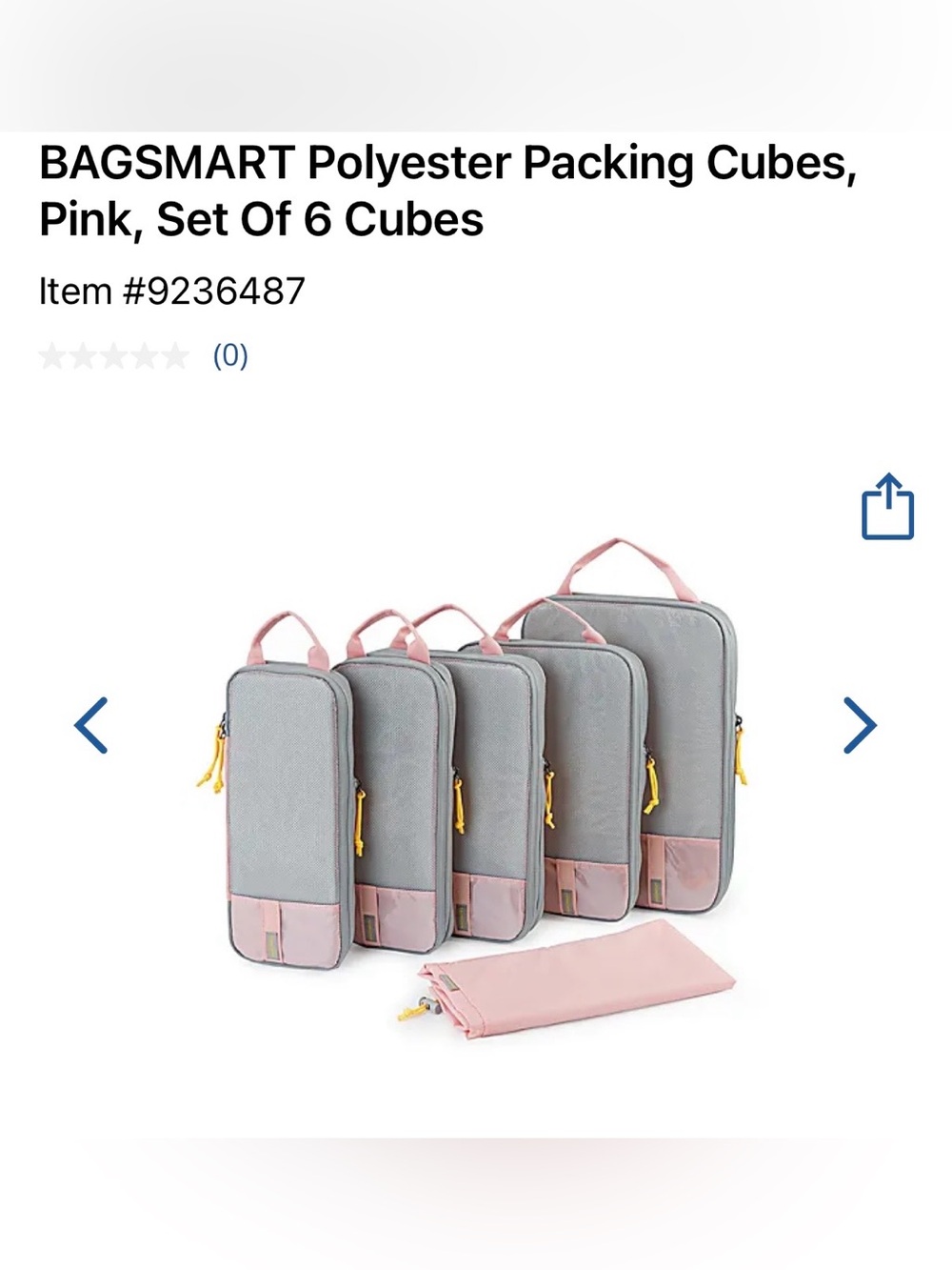 NWT Packing Cube Set - Gray and Pink Travel Organizers (Set of 6)